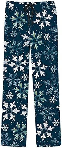 Božićne hlače pidžamas visoki struk snježne pahulje Grafički pidžama dno Božićne crkvene sportske sportske