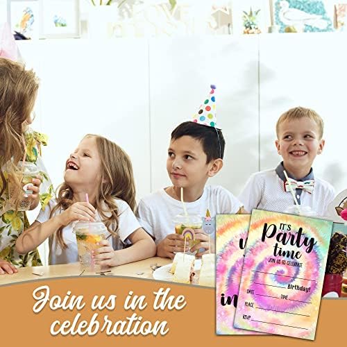 Xuoupiue Rođendanske pozivnice za dječake, kravata rođendana za rođendan, duge umjetničke stranke Djeca rođendanske pozivnice, tinejdžeri rođendani pozivi - 20 karata i 20 koverta