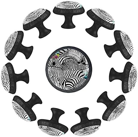 12 komada Cool Zebra šarene naočare staklene dugmad za Komode, 1,37 x 1,10 u okruglim kuhinjskim ormarićima za dječiju sobu u vrtiću kućne kancelarije