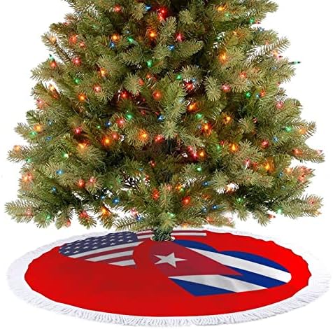 Kuba američka zastava Ispisuju božićnu suknju sa tasselom za sretnu božićnu zabavu pod Xmas stablom