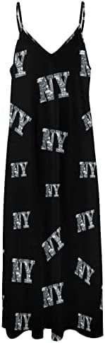 Volim New York ženske Sling duge haljine V seksi rukav podesivi špageti remen Maxi haljina