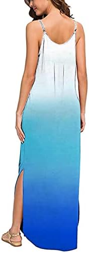 2023 ženska ljetna Ležerna haljina s remenima bez rukava podijeljena labava sarafana na plaži maxi haljine s džepom