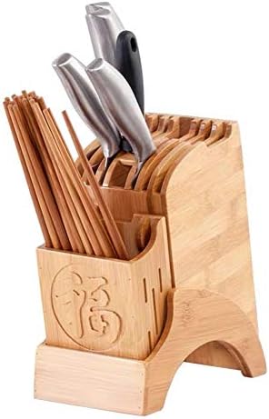 HomDSim bambusov nož blok bez noževa Nož Organizator i držač za noževe makaze i oštrenje štap
