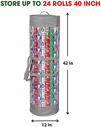 ProPik pakovanje papir Organizator torba za pohranu za sve vaše poklon Wrap & trake, odgovara dugim 40 inčni rolne, držite do 24 rolne, Heavy Duty Clear PVC torba sa ručkama