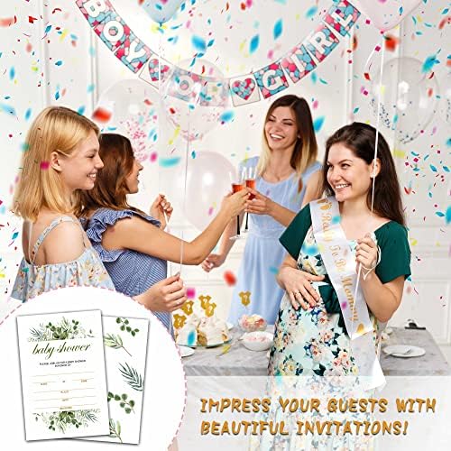 25 zelenila Spring Cvjetni po pozivnice za tuširanje s kovertama - zelenilo za bebe rod otkrivaju zabavu za odrasle djecu - rodno neutralno dekoriranje za tuširanje