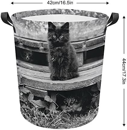 Foduoduo košara za pranje rublja Mačke Crno-bijelo rublje koči sa ručicama Sklopiva kocke za pohranu prljavih odjeća za spavaću sobu, kupatilo, knjigu za igračke