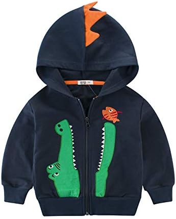 Litbud Toddler Boys Jacket Crtani Dinosaur Žičani zatvarač paketa Proljeće Proljeće Jesenski duksevi