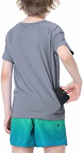 EXARUS mladih dječaka osip čuvar plivačke košulje kratki rukav sunce majice lagan Quick Dry UPF 50+ sa leđa Zip džep