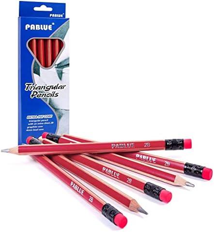 Pabue masnoća, gusta, jake trokutaste presharpened 2B olovke, jumbo olovke za drva s gumicom za početnike, pisanje, crtanje, djecu, umjetnost, skiciranje i sjenčanje