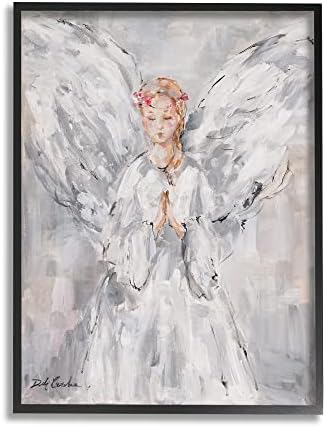 Stupell Industries nebeski anđeo u molitvi Vintage Searhouse Portret, dizajnirao Debi Coules Crna uokvirena zida