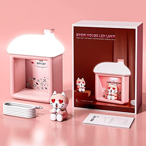 DIYOOHOMY Pink Cat noćno svjetlo za djecu Kawaii soba Božićni ukrasi za spavaću sobu USB punjiva