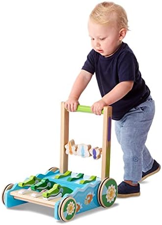 Melissa & Doug prvo igrajte Chomp i Clack Alligator drvenu Push igračku i hodalicu za aktivnosti-pretvarajte se da igrate razvojnu igračku za guranje beba za malu djecu od 1+, 1 EA