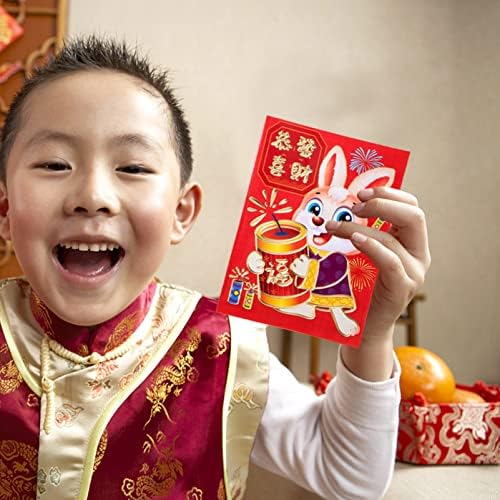 NOLITOY 60kom kineske Nove godine crvene koverte 2023 godine zeca crvene koverte sretni novčani džepovi Nova Godina Hong Bao 2023 kineska Nova godina favorizira crvenu