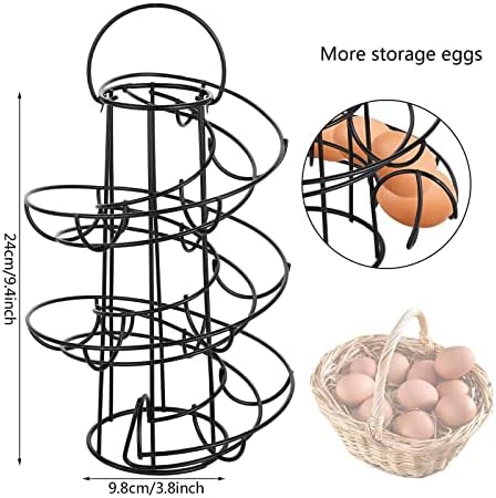 Stalak za dozator jaja, stalak za skladištenje modernog spiralnog dizajna Skelter za jaja, dvostruki stalak za dozator sa stabilnom bazom, držač za odlaganje jaja za sirova / meka tvrdo kuvana jaja