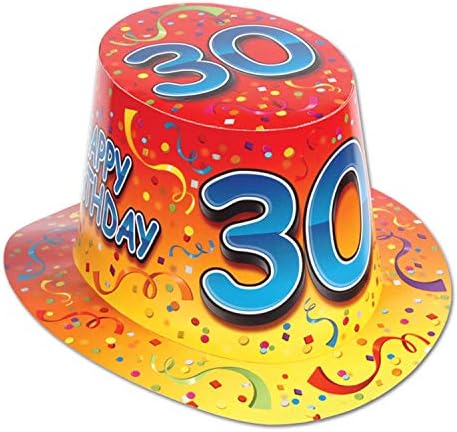 Beistle Happy 30 rođendanski Hi-šeširi 12 komada, OSFM, raznobojni