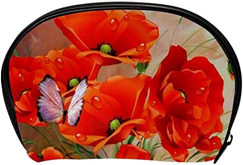 Toaletna torba, putni šminka kozmetička torba za žene muškarci, crvene makne leptir umjetno slikarstvo