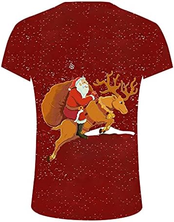 ZDFER božićne majice za muške, vojnički kratki rukav 3D Xmas Santa Claus Print Crewneck Tee Tops Workout Ležerna košulja