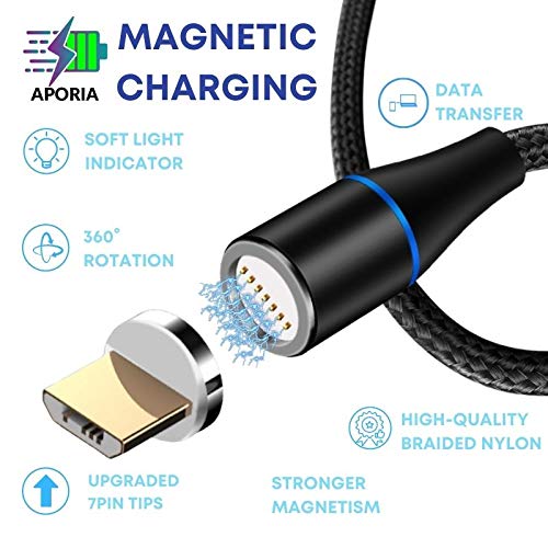 Aporija - Mikro savjeti + 6,6ft 7pin magnetni punjenje 360 ​​° rotirajući USB kabel | Brzo naplaćivanje