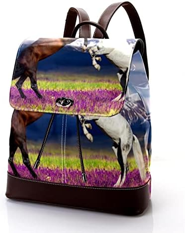 VBFOFBV ruksak za ženske pantalonske bakfa za laptop Travel Casual torba, životinja dva konja u cvijećem