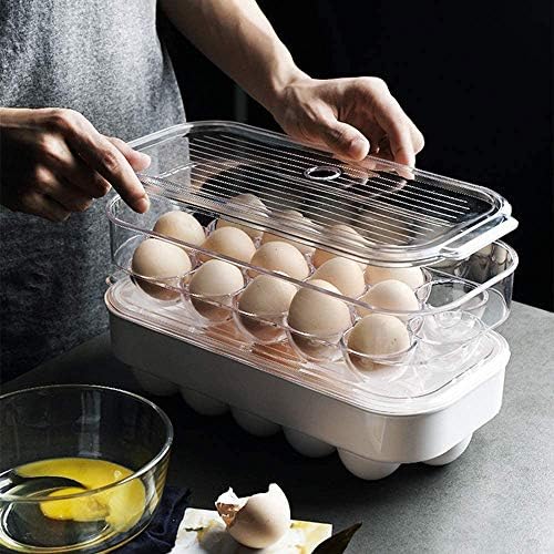 blitzlabs Organizator držača jaja frižider slaganje kutija za odlaganje jaja Coverd ladica za jaja Organizator za jaja kontejner za odlaganje jaja sa poklopcem, frižider prenosiva kutija za jaja, Set od 2