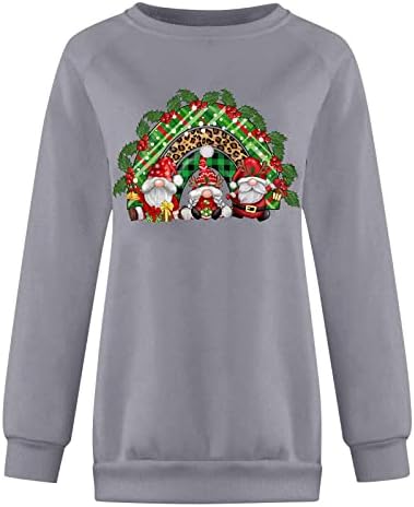 Bluze za žene Moda 222 Božićni Dugi rukav grafički spoj udobni džemper vrhovi Trendy Loose Fit Dressy Tee
