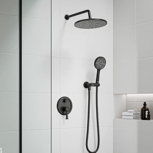 SSWW tuš sistem mat crna sa 10 zidnom kišnom tuš glavom i ručnim sprejom, Moderan mikser za tuširanje kompletan kombinovani Set za kupatilo