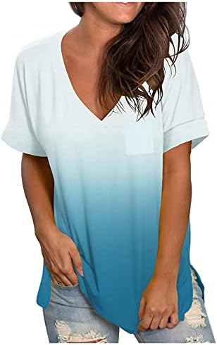 Flowy Tops za žene, Žene Tshirts Crew Neck T Shirt Flower Print bluze ljeto kratki rukav Tunic Tops