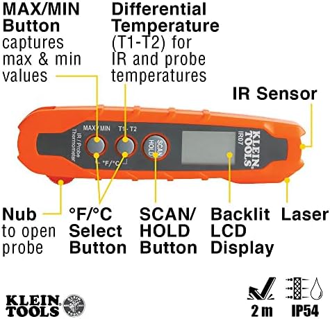Klein Alati IR07 Dual infracrvena i sonda džep veličine LCD digitalni termometar & amp ;ET10 Magnetic Digitalni džepni termometar