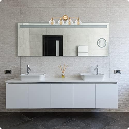 Kira Home Odette 30 Moderna 4-Lagana Ispraznost/Svjetlo Za Kupatilo, Prozirne Staklene Nijanse Globusa + Topla