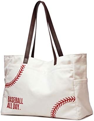 YHSHYZH Oversize Bejzbol mama Tote Bag vez Bejzbol šavovi printovi torbica Utility ramena torba