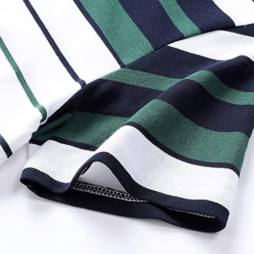 Muške klasične prugaste polo majice za ljetni casual kratkih rukava Golf polos vlagu Wicking Basic Sports Polos
