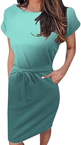 Jesen Ljetna haljina za žene kliznu kratki rukav odjeću grafički grafički salon labav moder sa džepovima 6i 6i