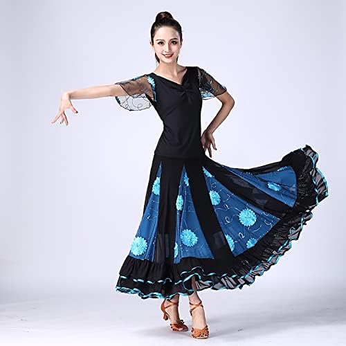 Haljine za plesne salom za žene Floklor Flamenco haljina s dugim ljuljačkama Folklorico suknja s vrhunskim kostimom