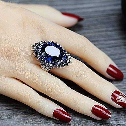 2023 Novi crni tajlandski prsten Vintage Big nakit šipak srebrni prsten rude crveni pretjerani prstenovi