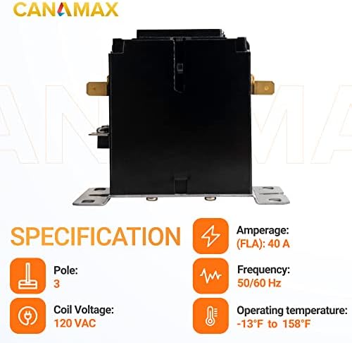 Canamax Premium 3-polni sklopnik 40 amp 120Vac zavojnica tačno fit s relejima, klima uređajima,