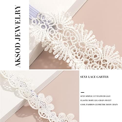 Aksod Bijela čipkasta podvezica cvjetna podvezica za vjenčanje podvezica za butine vjenčani nakit