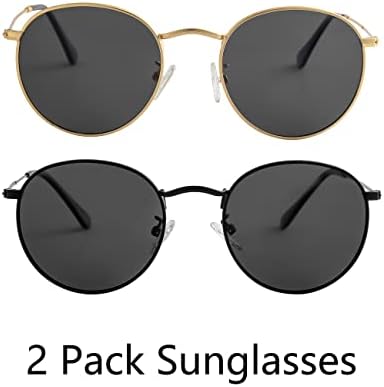 Male okrugle polarizirane naočare za sunce za muškarce i žene klasični krug metalni okvir naočare za sunce 2 pakovanja