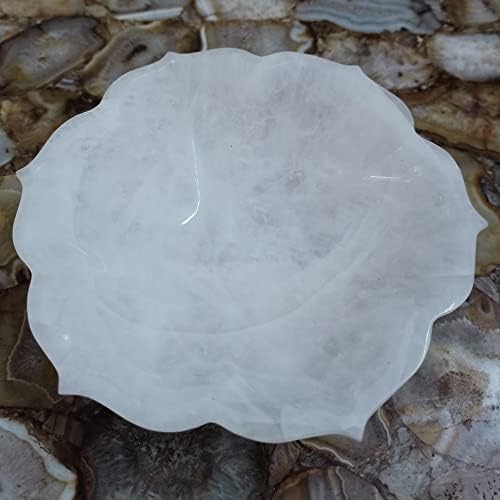 Jain umjetnost Bijela kvarcne selenite posuda | Selenite kristalne zdjelice za mrlje, zacjeljivanje, punjenje kristala | Bijela kvarcna kristalna okrugla zdjela | Dekorativna posuda za odlaganje nakita - 6 inča