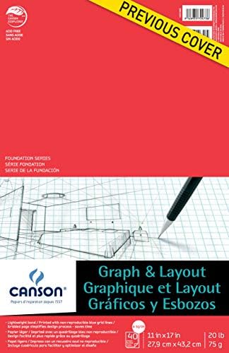 Papir za grafikon i raspored serije Canson Artist, plava mreža 8 x 8, preklopna podloga, 11x17 inča, 40