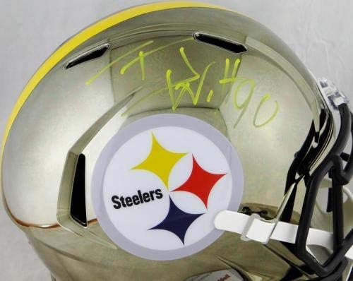 Tj Watt autographed Pittsburgh Steelers F / S Chrome Helmet-JSA W Auth *NFL Helmets sa žutim autogramom