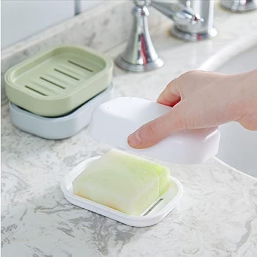 Baokuanhu 4 pakovanje plastičnih sapuna, spremnik sapuna, dvoslojni držač sapuna za tuš, kupatilo ili kuhinju,
