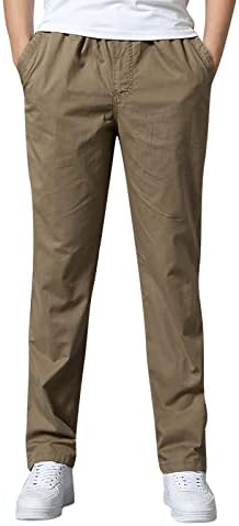 WABTUM Hlače za muškarce rade casual, muške pune boje s čipkovima kombinezone jeseni i zimske casual pantalone teške tanke hlače