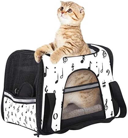 Airline odobrena torba za kućne ljubimce crno-bijela muzička nota mekani prijenosni lagani putni nosač za male životinje za male životinje zečji pas mačka