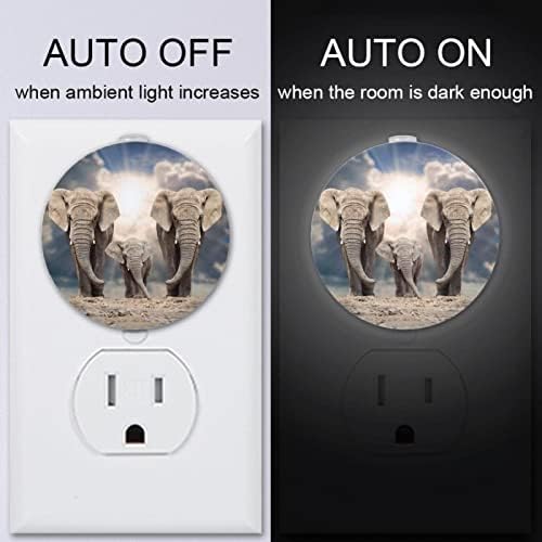 2 paket Plug-in Nightlight LED noćno svjetlo sa senzorom sumraka do zore za dječiju sobu, rasadnik, kuhinju, hodnike životinje afrički slon