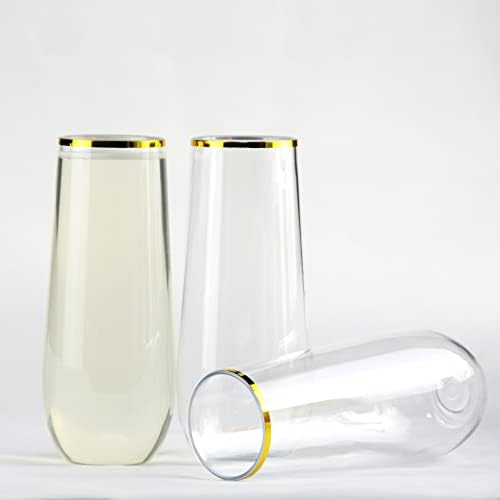 30 paketa bez plastičnih šampanjca za jednokratnu upotrebu 9 oz zlata jasno plastične tostiranje naočale otporno na recikliranje i BPA bez