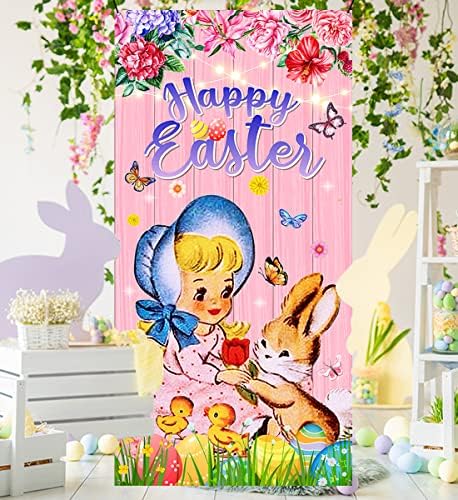 Vintage poklopac uskršnjih vrata-ukrasi za Happy Easter Party ukrasi za uskršnje Zečiće baner na trijemu