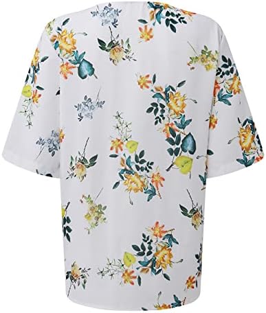 NOKMOPO ženske majice Casual Casual štampani o-izrez kratki rukavi labave majice Osnovni pulover vrhovi