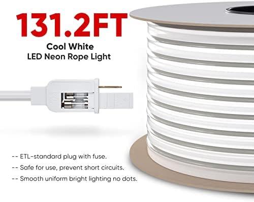 Shine Decor Bundle proizvodi paketa kablova za napajanje sa bijelim 40m / 131.2 ft LED neonskim svjetlima za užad