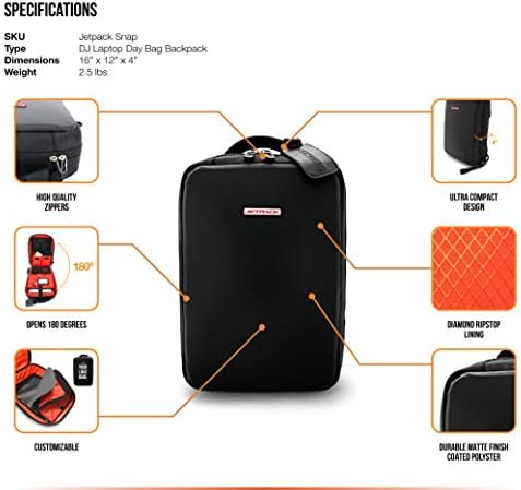 JetPack Snap ruksak za ne DVS, postavljen Club DJ Gig, ova torba štiti Mac za nošenje, Laptop, stalak, slušalice, USB mobilne uređaje, kablove, mikrofon. Pogodan Za Putovanja, Ultra Tanak Dizajn