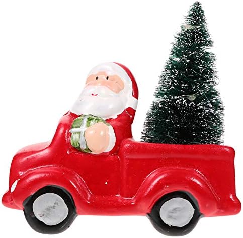 Amosfun LED igračke Vintage Božić Ornament sa LED osvijetljenim jelku, Santa Claus u kamion Ornament seoska kuća Home Decor rođenje Decor